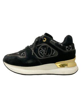 Louis Vuitton Sneakers Neo Run Away Line Black Gray Monogram Pattern Wool